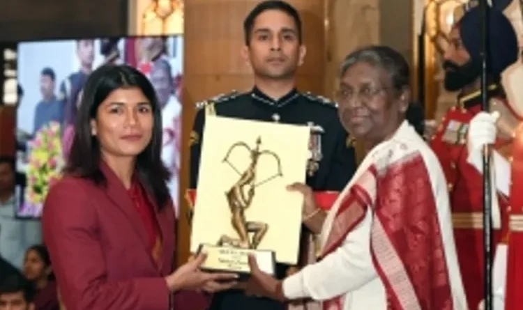 World boxing champion Nikhat Zareen, known as the country's second Mary Kom, received the Arjuna Award from the President