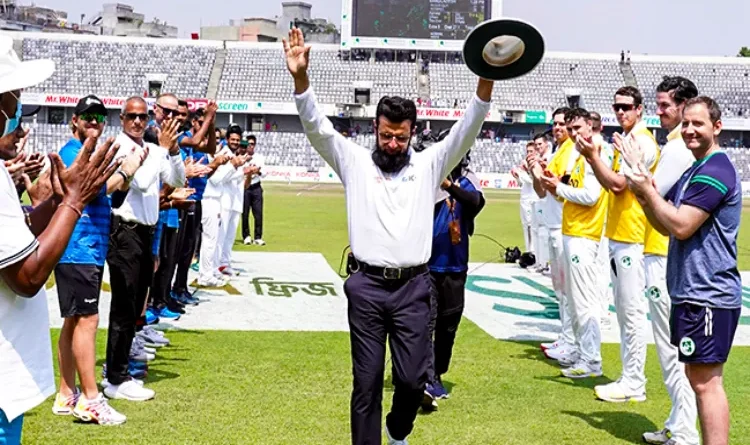 Umpire Aleem Dar bid farewell to Test cricket with guard of honor