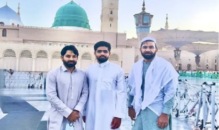 Pakistani cricket team captain Babar Azam reached Madina to perform Haj with fellow players