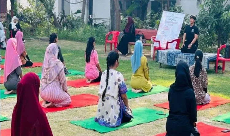 Awareness about yoga in AMU's University Women Polytechnic, active participation of girl students