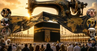 The world's longest machine stitches the covering of the Kaaba.ai symbolic photo