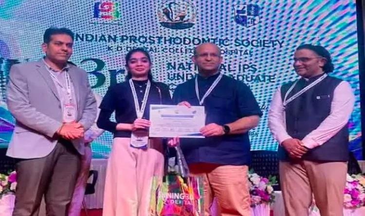 AMU's Nabiha Nadeem wins prestigious medal at National Prosthodontics Convention.