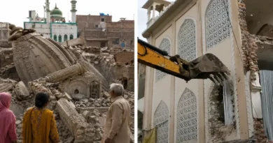Face-off over questions regarding the Ujjain mosque and the Pakistan temple.