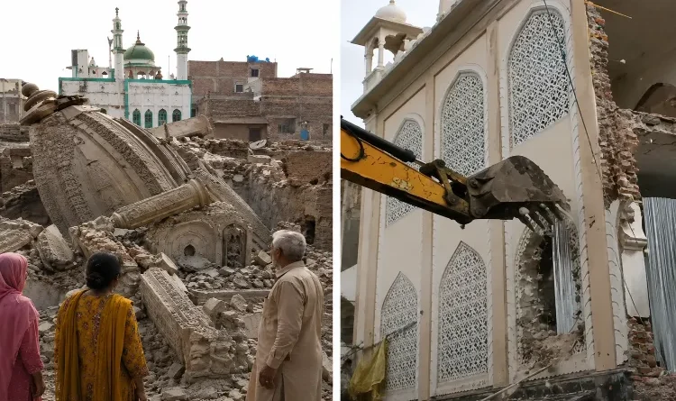 Face-off over questions regarding the Ujjain mosque and the Pakistan temple.